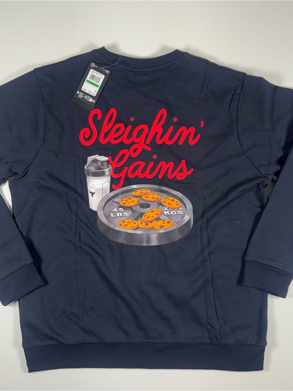 Under Armour Navy Sweatshirt with Red Script Graphic